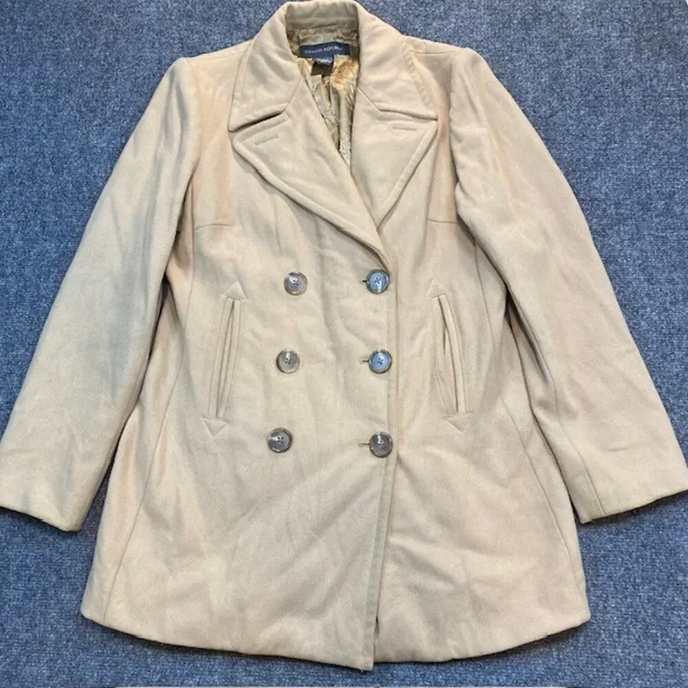 Banana Republic Camel Wool Double Breasted Peacoat Jacket Coat Womens Small